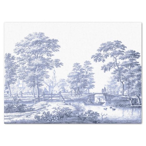 Blue Toile Vintage French Decoupage Tissue Paper