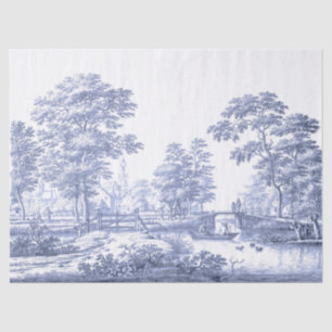 Blue Toile Vintage French Decoupage Tissue Paper