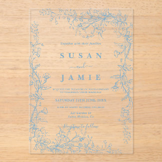 Blue Toile Wedding Acrylic invitation