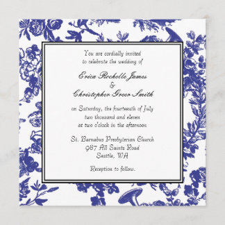 Blue Toile Wedding Invitation