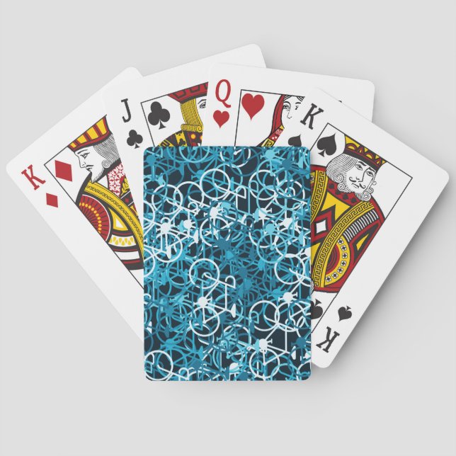 Blue Tone Bicycle Themed Playing Cards (Back)