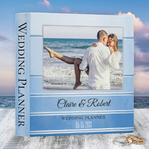 Blue Tone on Tone Striped Photo Wedding Binder