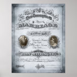 Blue Tone Vintage Marriage Certificate Poster at Zazzle