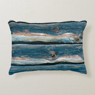 Blue toned log house wall. Abstract background and Accent Pillow