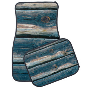 Blue toned log house wall. Abstract background and Car Floor Mat