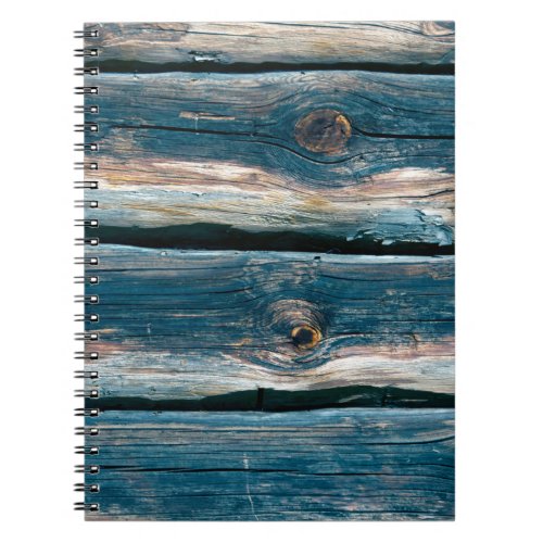 Blue toned log house wall Abstract background and Notebook