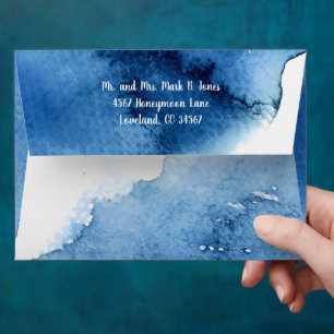 Blue Tones Abstract Watercolor Pattern Envelope