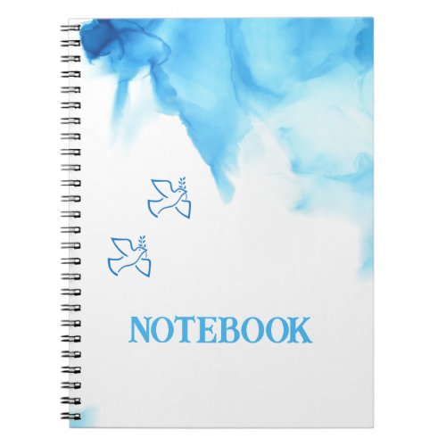Blue Tones Abstract Watercolor Peace Spiral Photo Notebook