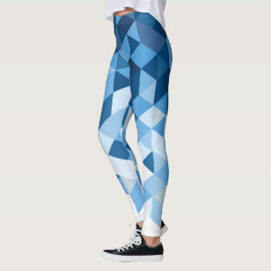 Blue Tones And White Geometric Shapes Leggings