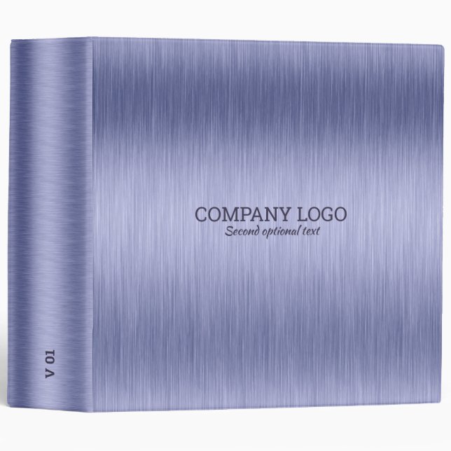 Blue tones brushed aluminum metallic texture 3 ring binder (Front/Spine)