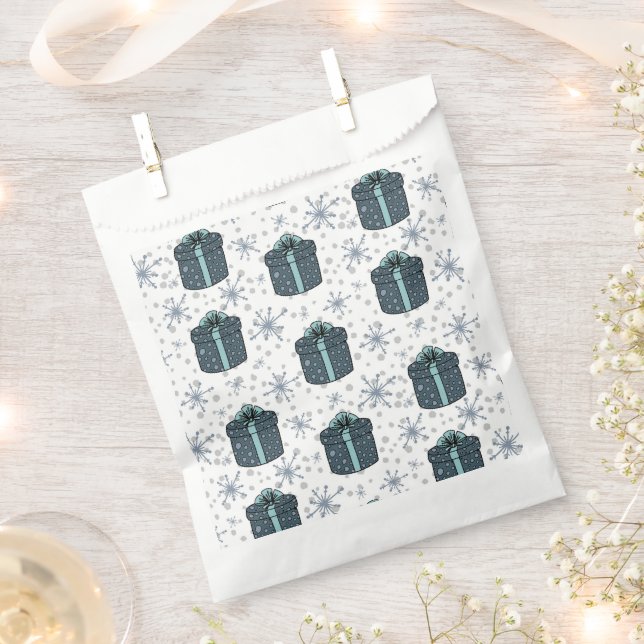 Blue Tones Christmas Present Favor Bag (Clipped)