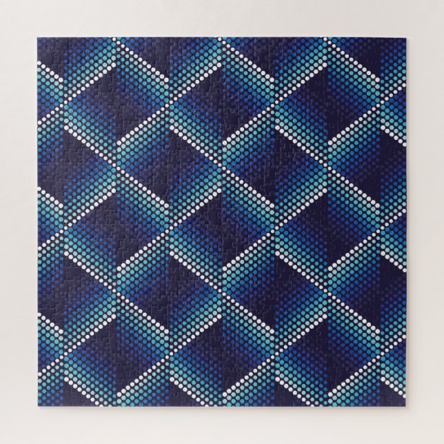 Blue Tones Geometric Wavy Pattern Jigsaw Puzzle (Vertical)