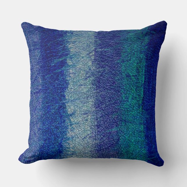 Blue Tones Leather Throw Pillow (Front)
