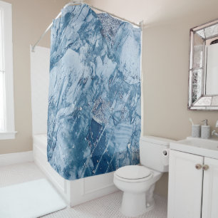 Blue Tones Marble Shower Curtain