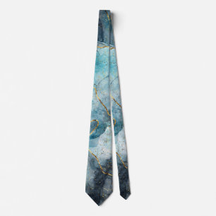 Blue Tones Marbled  Neck Tie