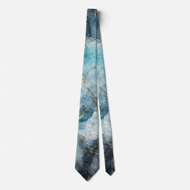 Blue Tones Marbled  Neck Tie (Front)