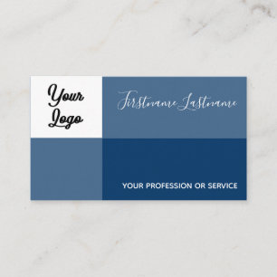 Blue tones rectangular with logo calligraphy business card