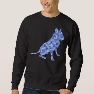 Blue Tones Sitting Pit Bull Dog Breed Scoop Sweatshirt