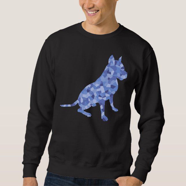 Blue Tones Sitting Pit Bull Dog Breed Scoop Sweatshirt (Front)
