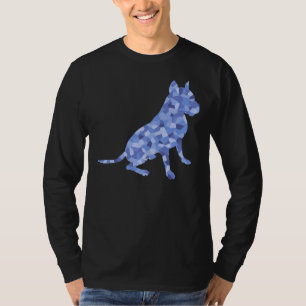 Blue Tones Sitting Pit Bull Dog Breed Scoop T-Shirt
