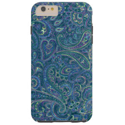 Blue Tones Vintage Ornate Paisley Fabric Pattern Tough iPhone 6 Plus Case