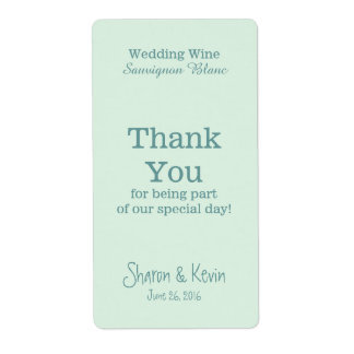 Blue Tones Wedding Wine Thank You Label