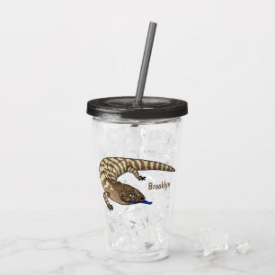 Blue tongue lizard reptile cartoon acrylic tumbler