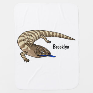 Blue tongue lizard reptile cartoon baby blanket
