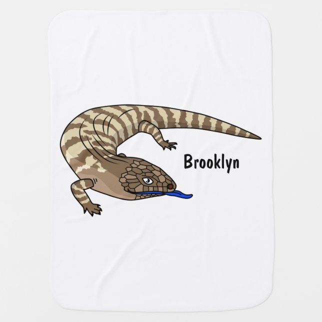 Blue tongue lizard reptile cartoon baby blanket (Front)