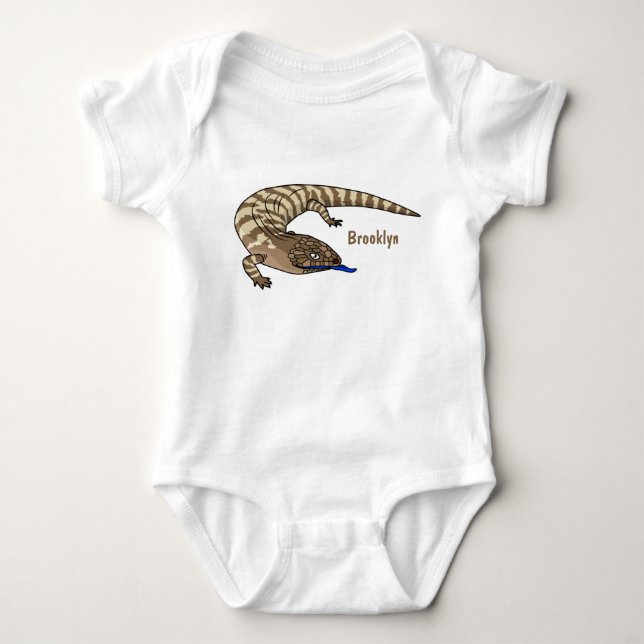 Blue tongue lizard reptile cartoon baby bodysuit (Front)