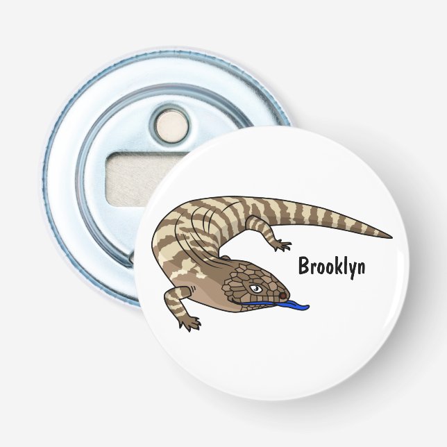 Blue tongue lizard reptile cartoon bottle opener (Front)