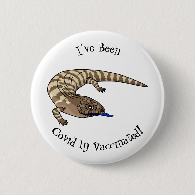 Blue tongue lizard reptile cartoon  button (Front)