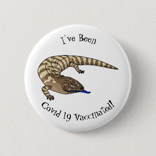 Blue tongue lizard reptile cartoon button