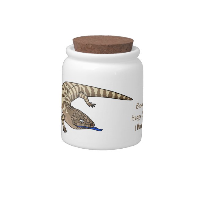 Blue tongue lizard reptile cartoon candy jar (Left)