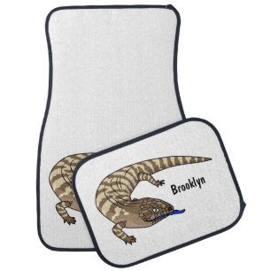 Blue tongue lizard reptile cartoon car floor mat