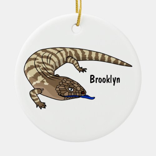 Blue tongue lizard reptile cartoon ceramic ornament