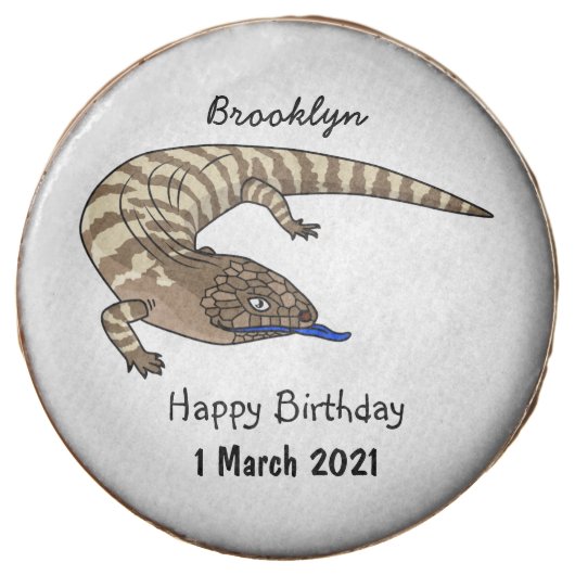 Blue tongue lizard reptile cartoon chocolate covered oreo (Front)