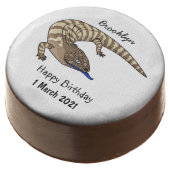 Blue tongue lizard reptile cartoon chocolate covered oreo (Angled)