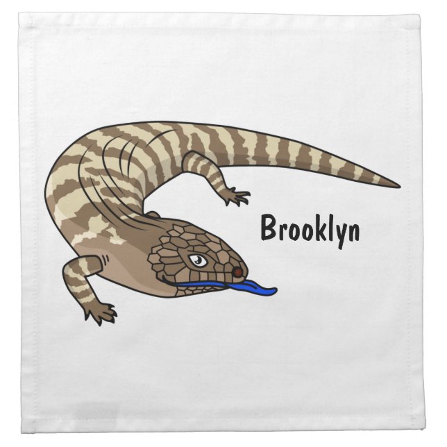 Blue tongue lizard reptile cartoon cloth napkin (Front)