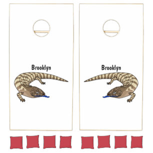 Blue tongue lizard reptile cartoon cornhole set