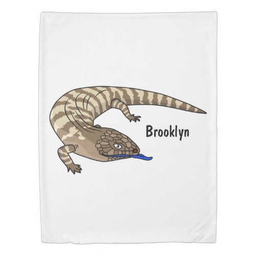 Blue tongue lizard reptile cartoon duvet cover