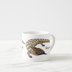 Blue tongue lizard reptile cartoon espresso cup