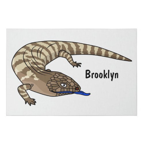 Blue tongue lizard reptile cartoon  faux canvas print