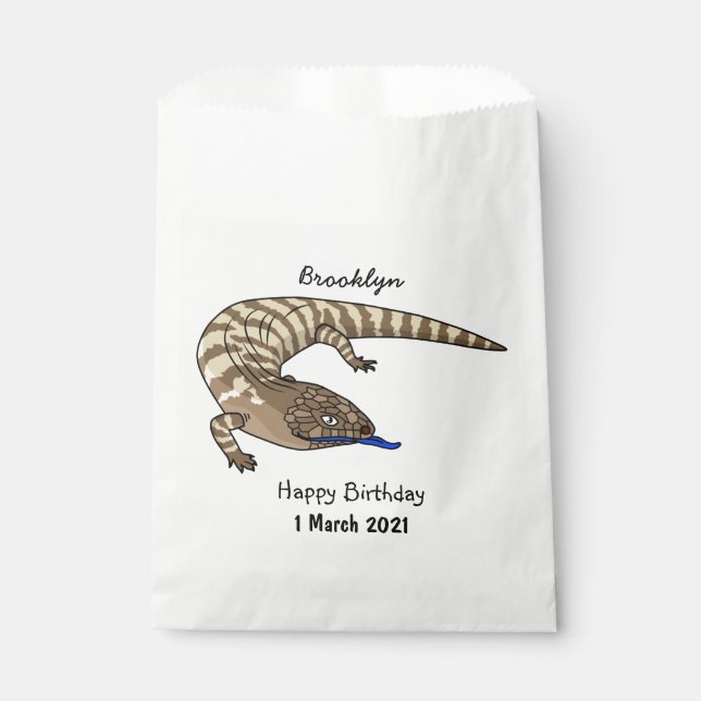 Blue tongue lizard reptile cartoon  favor bag (Front)