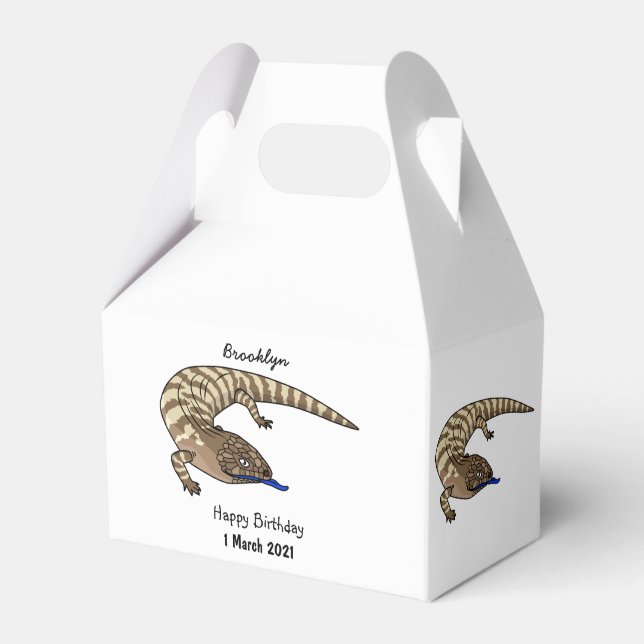 Blue tongue lizard reptile cartoon favor boxes (Front Side)