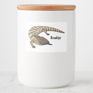 Blue tongue lizard reptile cartoon food label