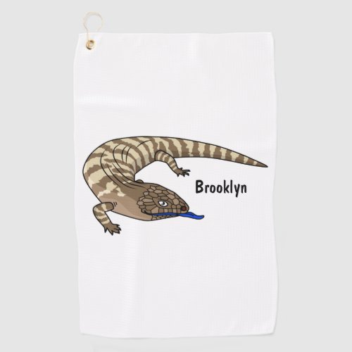 Blue tongue lizard reptile cartoon golf towel