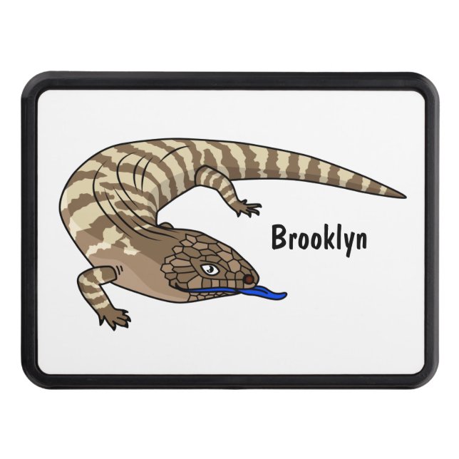 Blue tongue lizard reptile cartoon  hitch cover (Front)