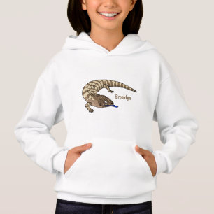 Blue tongue lizard reptile cartoon hoodie