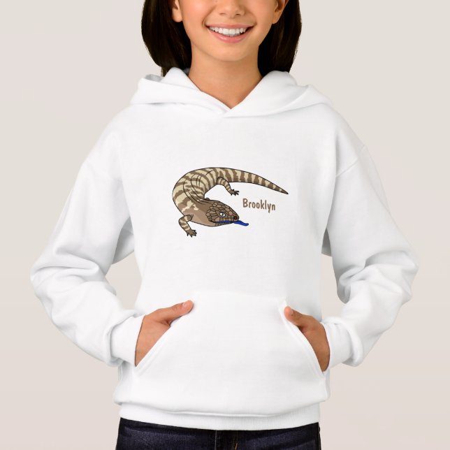 Blue tongue lizard reptile cartoon hoodie (Front)